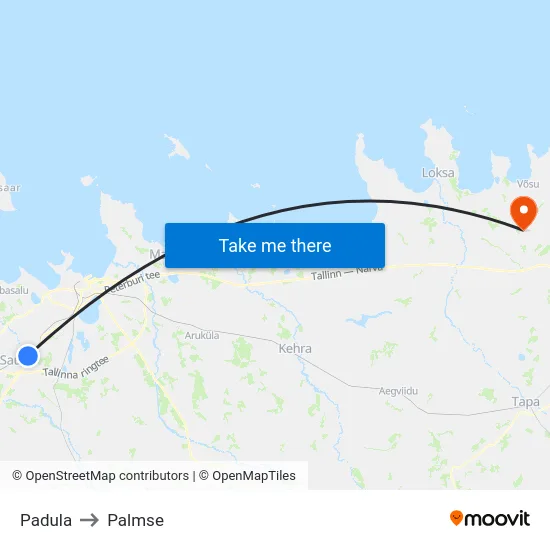 Padula to Palmse map