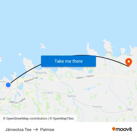 Järveotsa Tee to Palmse map