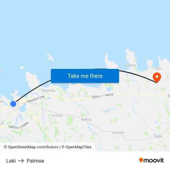 Laki to Palmse map
