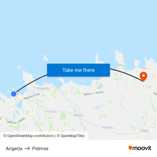 Angerja to Palmse map