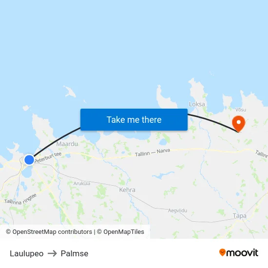 Laulupeo to Palmse map