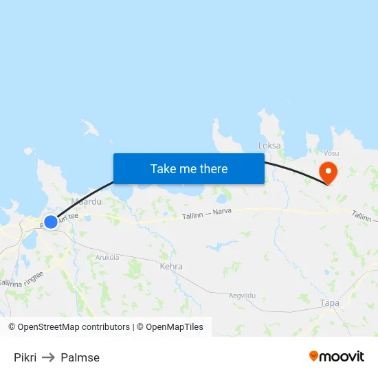 Pikri to Palmse map