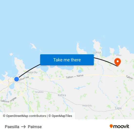 Paesilla to Palmse map