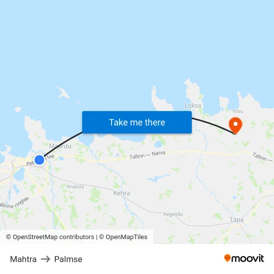 Mahtra to Palmse map