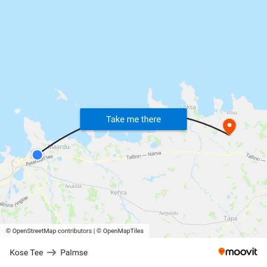 Kose Tee to Palmse map