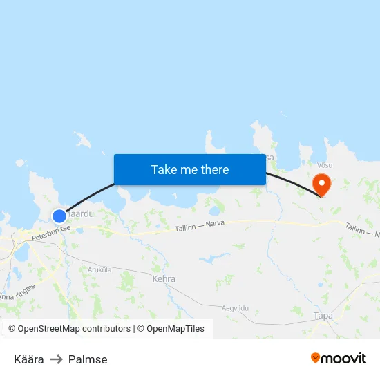 Käära to Palmse map