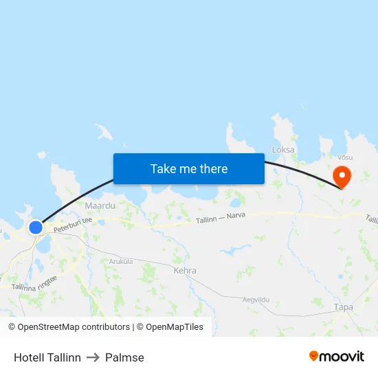 Hotell Tallinn to Palmse map