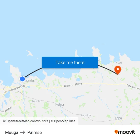 Muuga to Palmse map