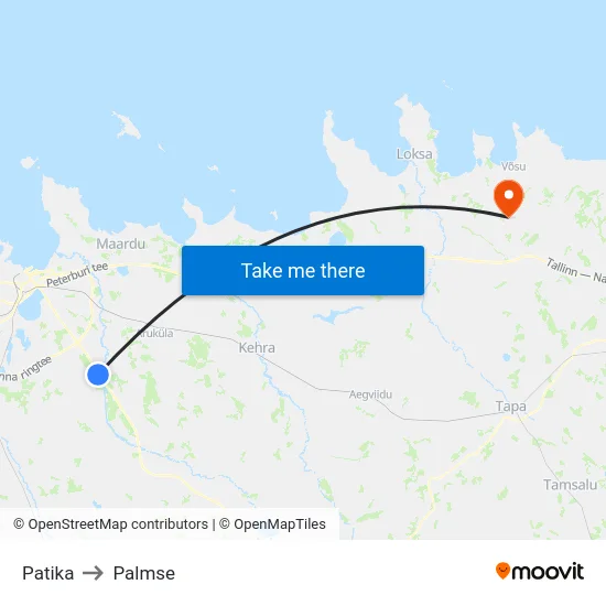 Patika to Palmse map