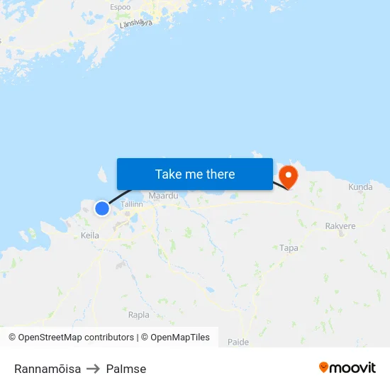 Rannamõisa to Palmse map