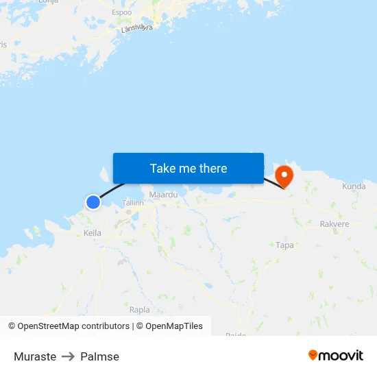Muraste to Palmse map