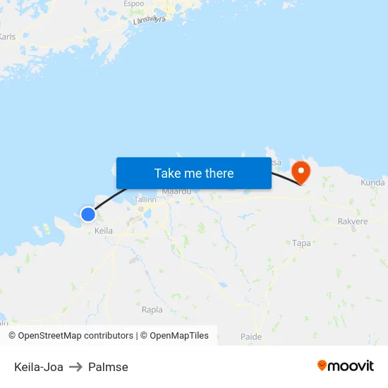 Keila-Joa to Palmse map