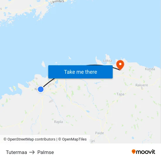 Tutermaa to Palmse map