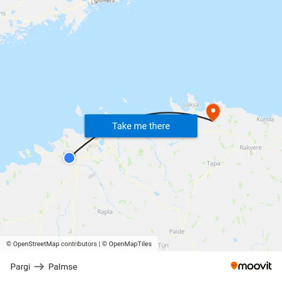Pargi to Palmse map