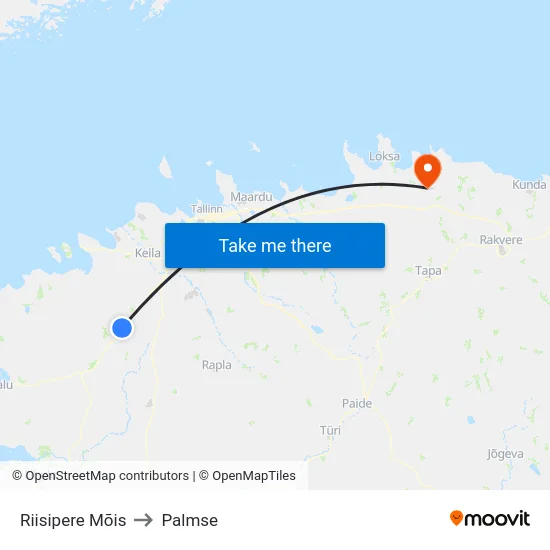 Riisipere Mõis to Palmse map