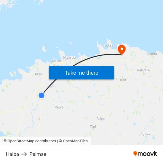 Haiba to Palmse map
