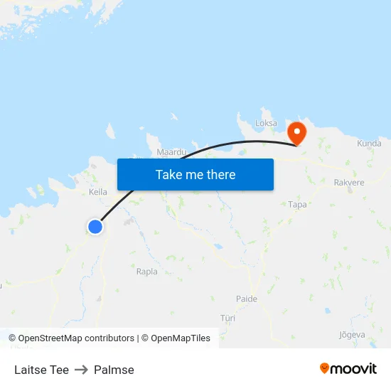 Laitse Tee to Palmse map