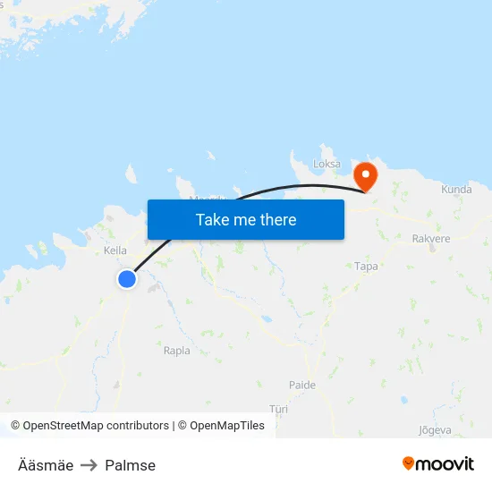 Ääsmäe to Palmse map