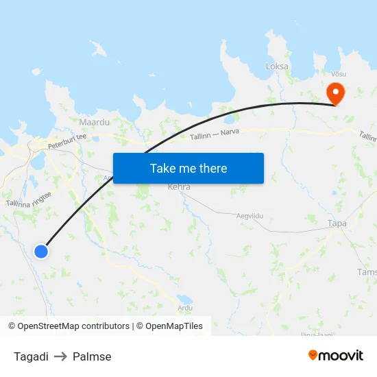Tagadi to Palmse map