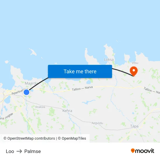 Loo to Palmse map
