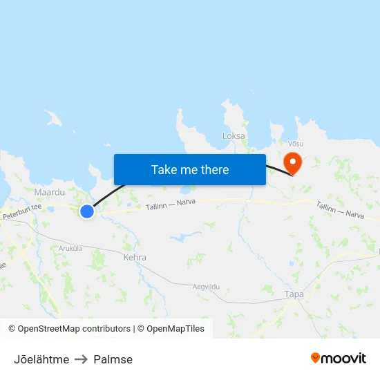 Jõelähtme to Palmse map