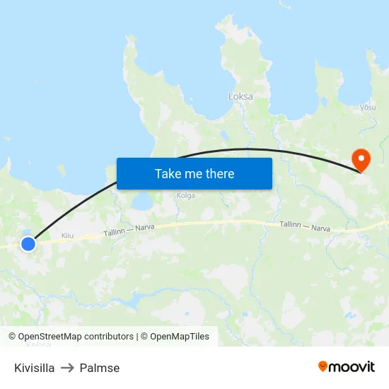 Kivisilla to Palmse map