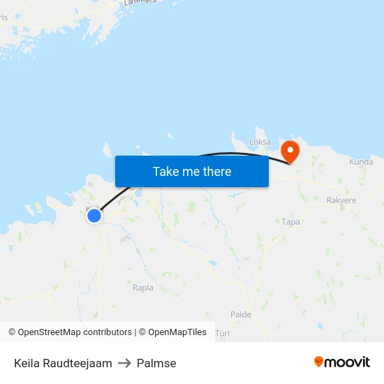 Keila Raudteejaam to Palmse map