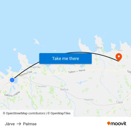 Järve to Palmse map