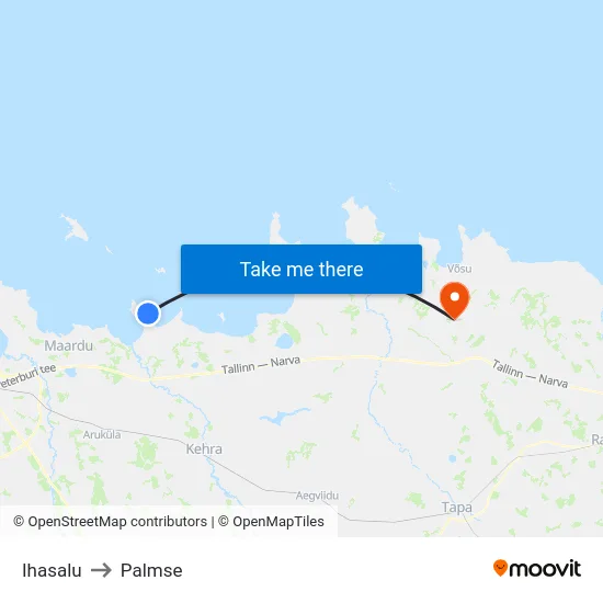Ihasalu to Palmse map