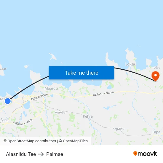 Alasniidu Tee to Palmse map