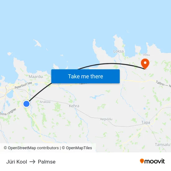 Jüri Kool to Palmse map