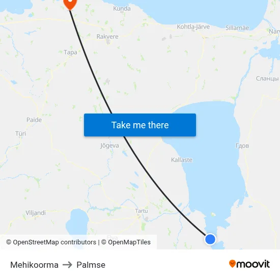 Mehikoorma to Palmse map