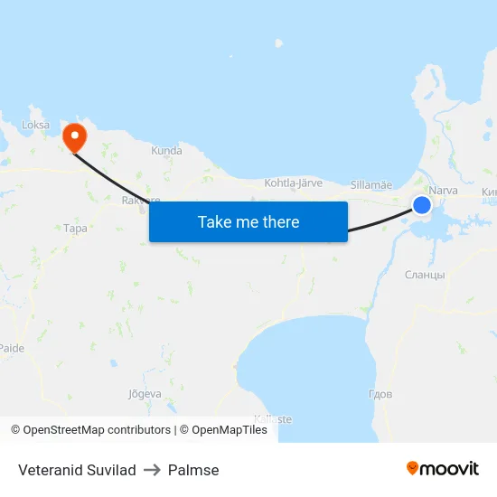 Veteranid Suvilad to Palmse map