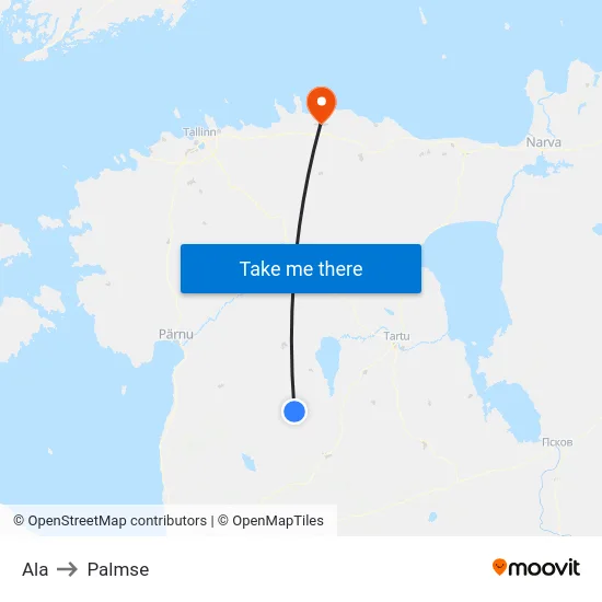 Ala to Palmse map