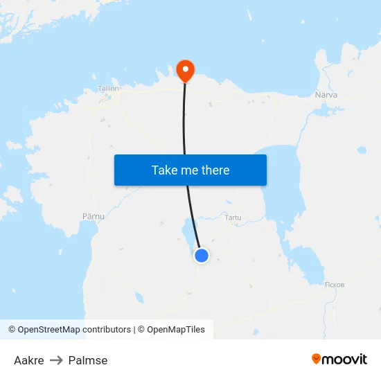 Aakre to Palmse map