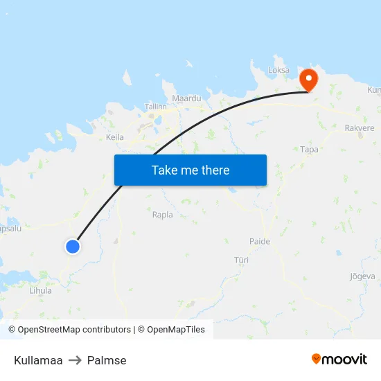 Kullamaa to Palmse map