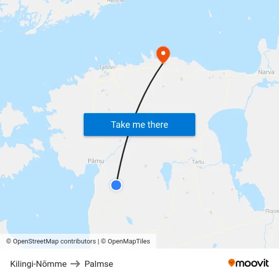 Kilingi-Nõmme to Palmse map