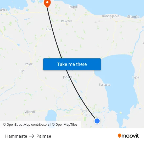 Hammaste to Palmse map