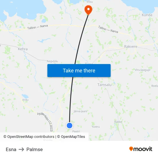Esna to Palmse map