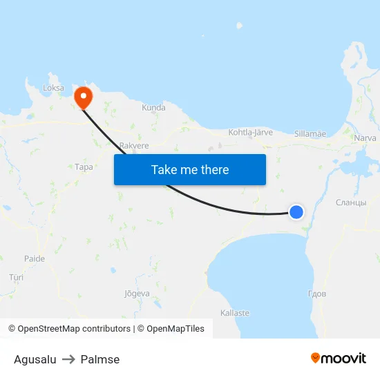 Agusalu to Palmse map
