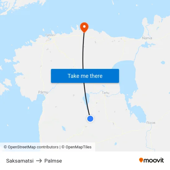 Saksamatsi to Palmse map
