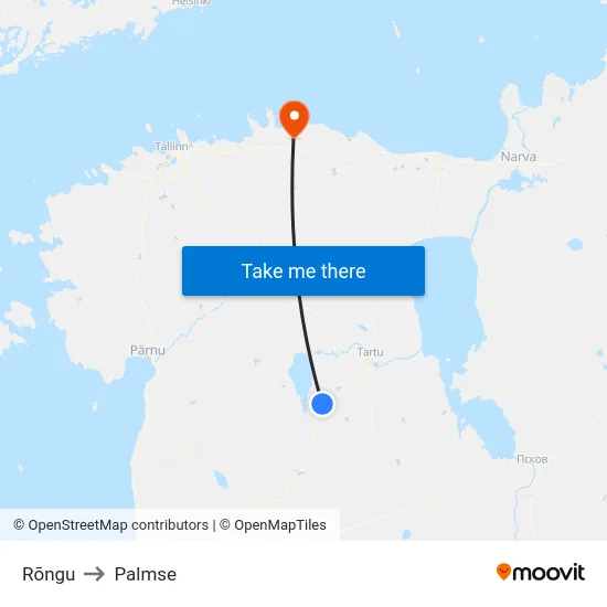Rõngu to Palmse map