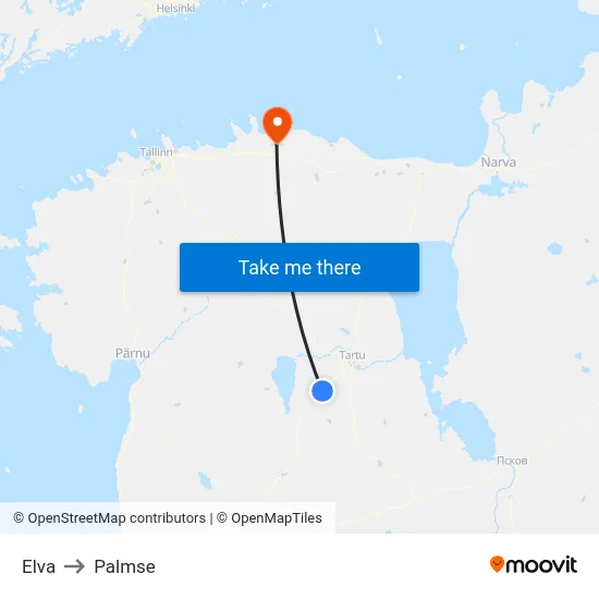 Elva to Palmse map