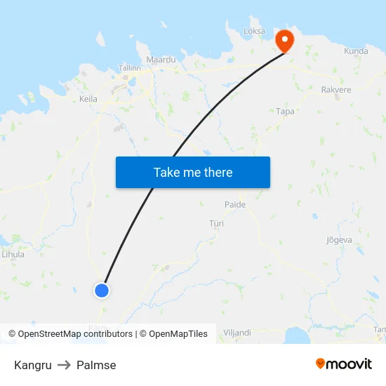 Kangru to Palmse map