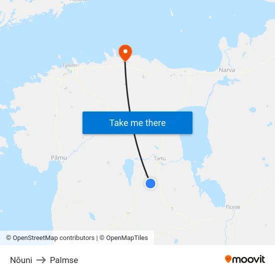 Nõuni to Palmse map