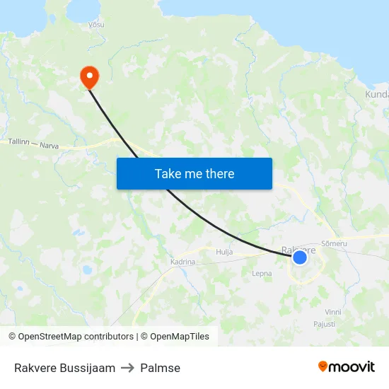 Rakvere Bussijaam to Palmse map