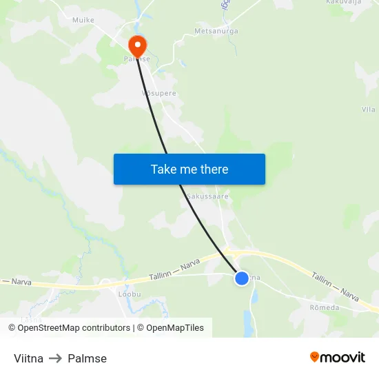 Viitna to Palmse map