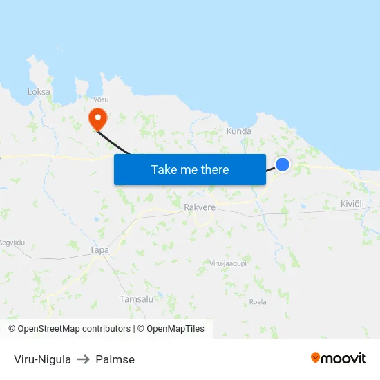 Viru-Nigula to Palmse map