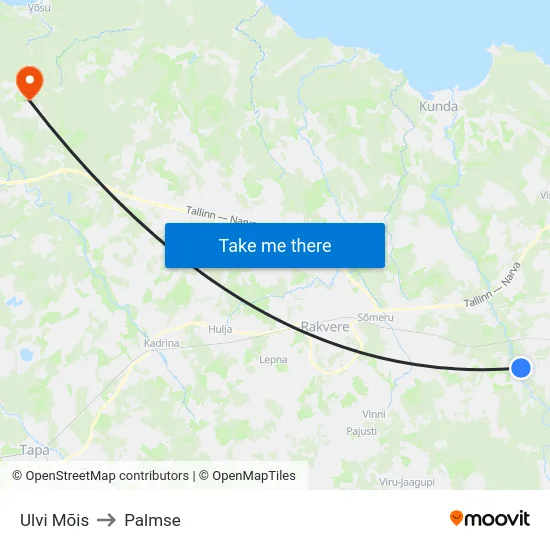 Ulvi Mõis to Palmse map