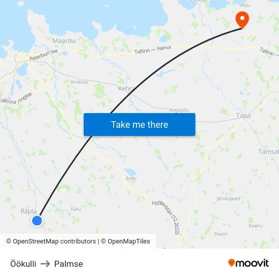 Öökulli to Palmse map